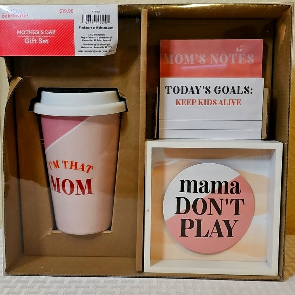 Mother's Day Gift Set with Cup, Notes and Wooden saying